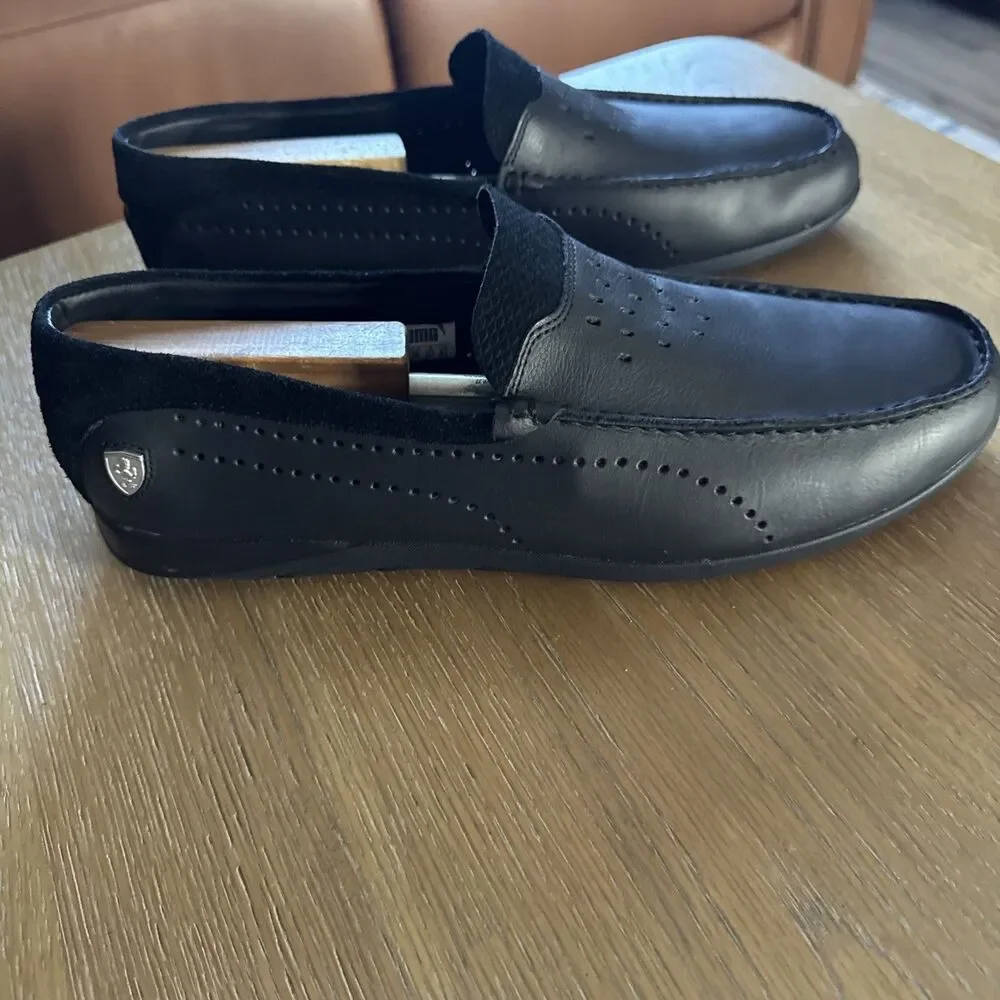 Puma Ferrari SF Black Leather And Suede Driving Loafers Shoes Men's Sz 11.5 Cool